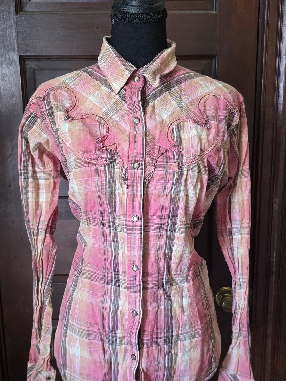 Ariat Pink Plaid Western Snap-Front Shirt